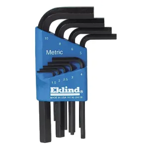 10509 Eklind Hex-L L Shaped Hex Key Set,1.5mm-10mm,Short,9 pc