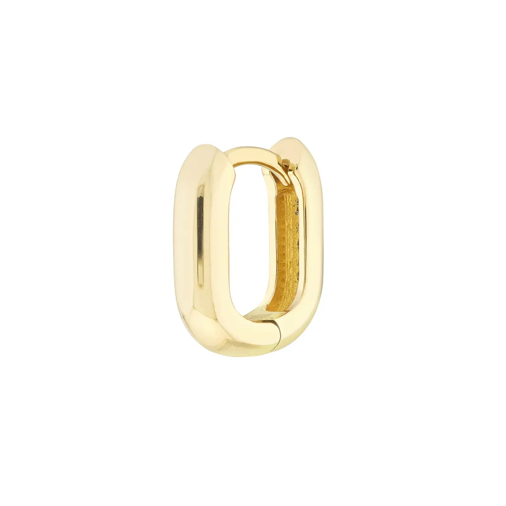 14K Yellow Gold Small 12mm Oblong Hoop Earrings