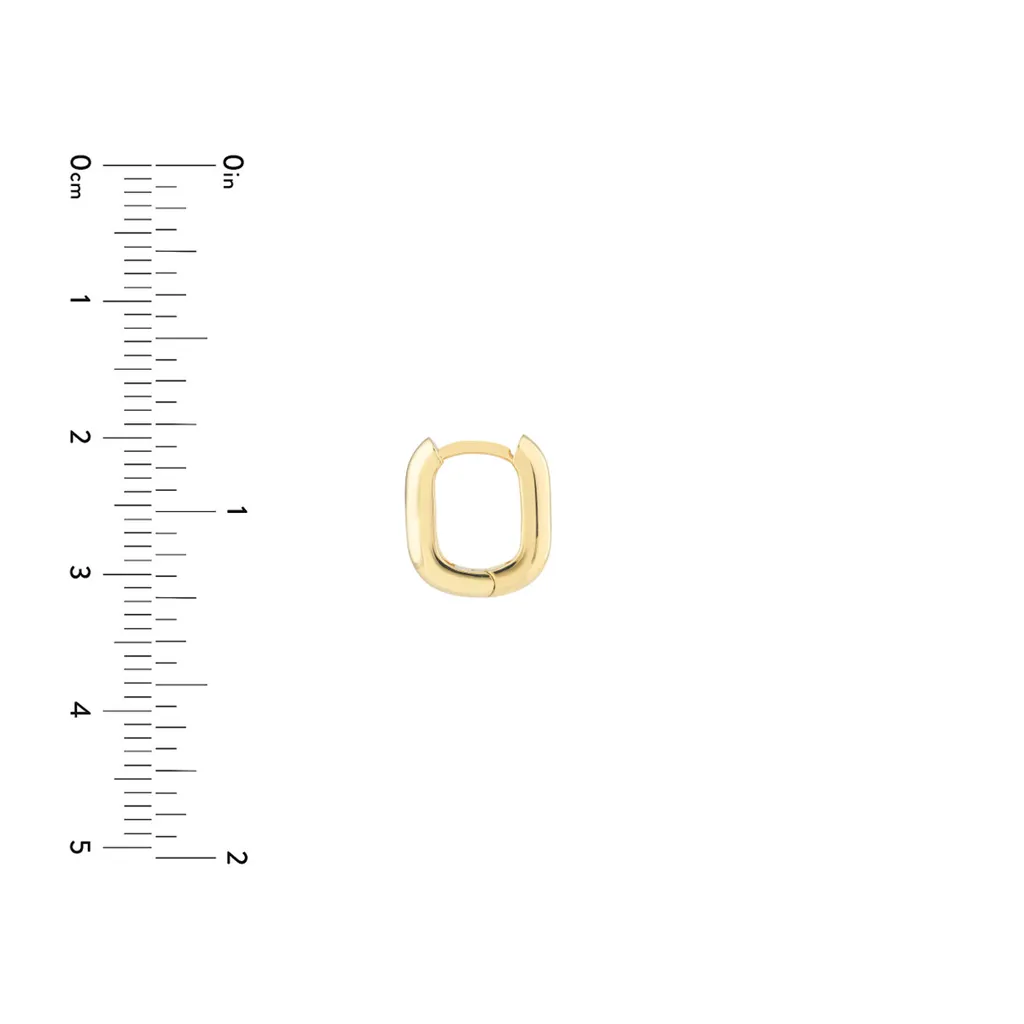 14K Yellow Gold Small 12mm Oblong Hoop Earrings