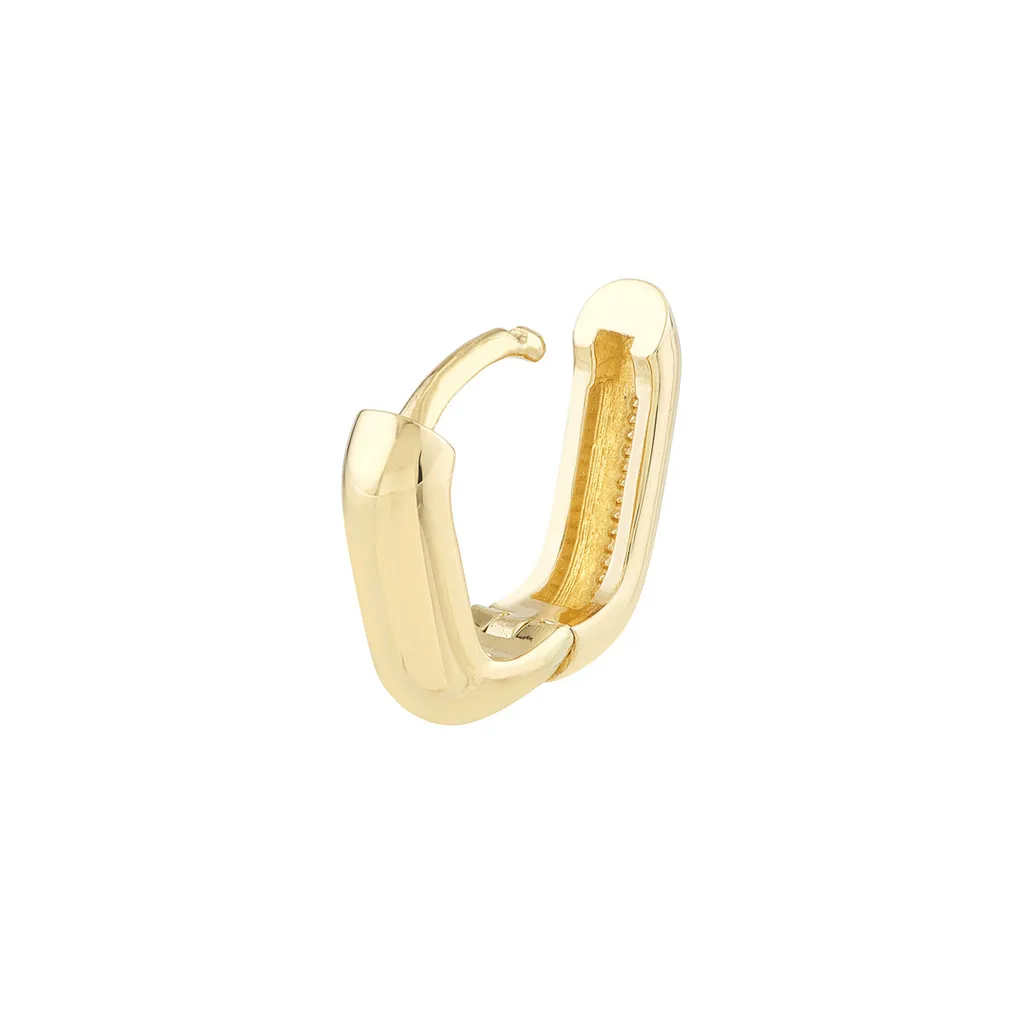 14K Yellow Gold Small 12mm Oblong Hoop Earrings