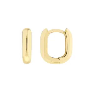 14K Yellow Gold Small 12mm Oblong Hoop Earrings