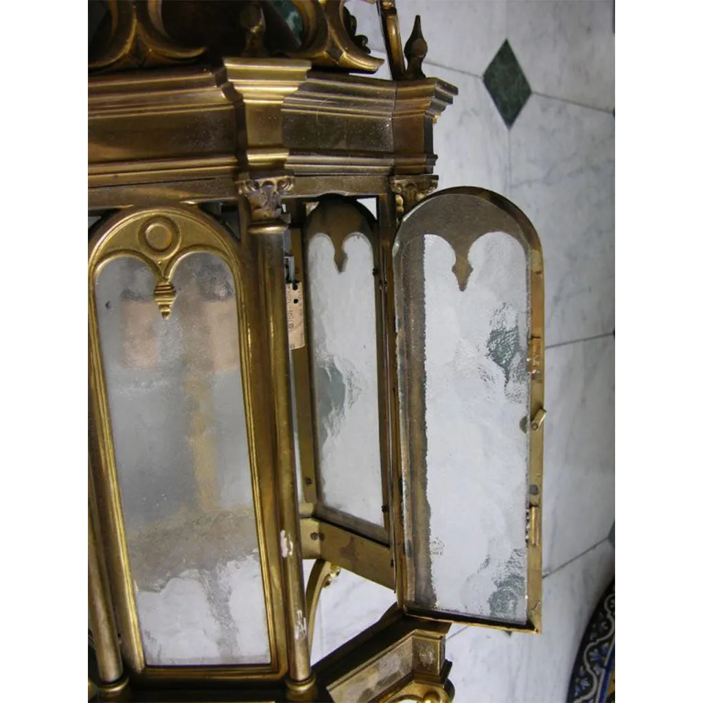 19th Century 1860 French Antique Neoclassical Brass Lantern