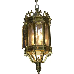 19th Century 1860 French Antique Neoclassical Brass Lantern