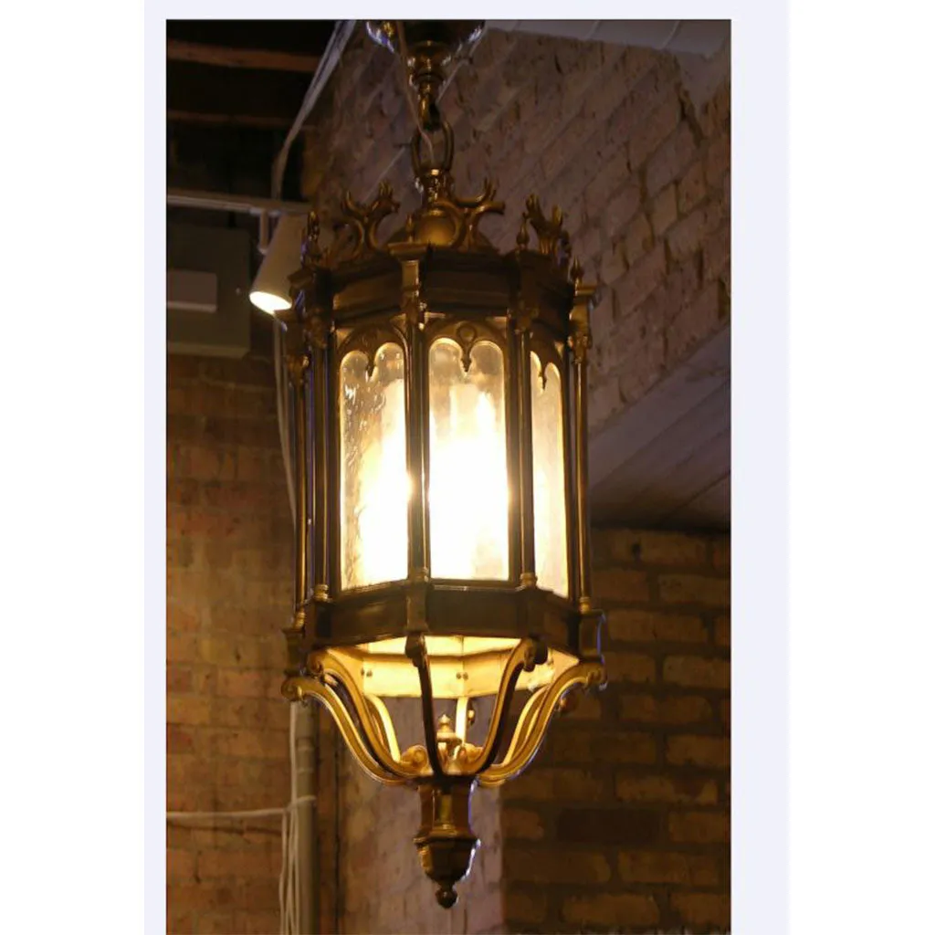 19th Century 1860 French Antique Neoclassical Brass Lantern