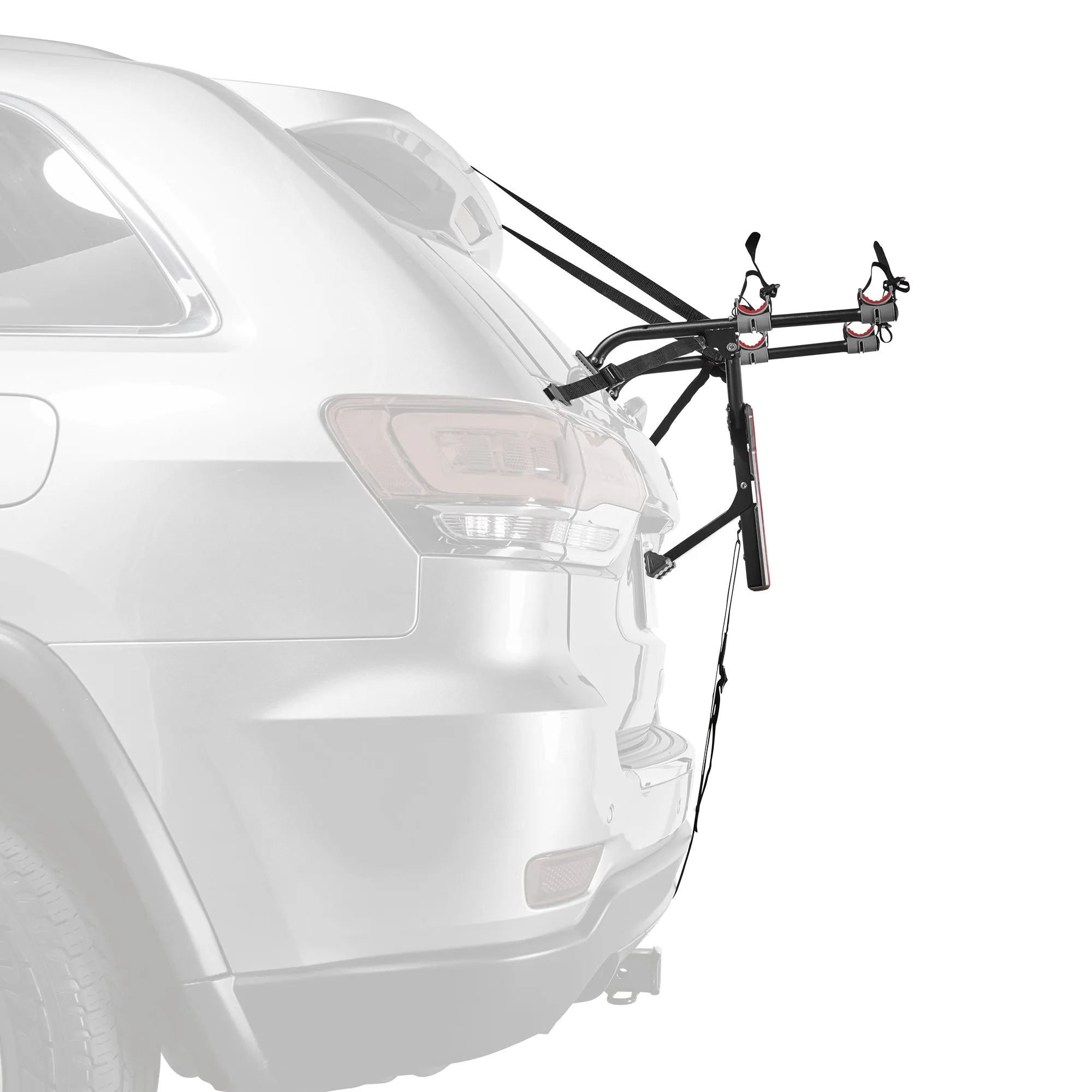 2-Bicycle Ultra Compact SUV Trunk Mounted Bike Rack Carrier w/ Secure Individual Tie-Downs