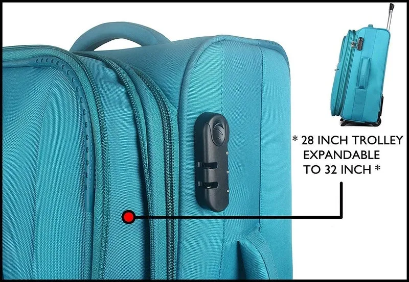 20 Inch Softsided Suitcase - Turquoise, Combination Lock | Spacious | Travel Essential