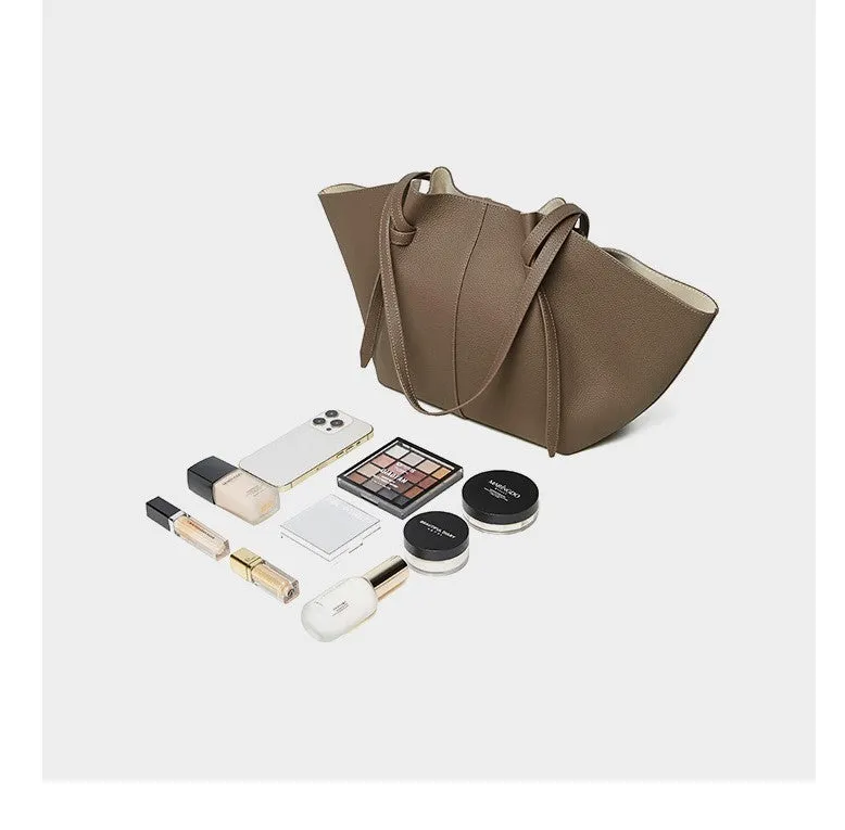 25CM large capacity genuine leather bat carrying wing tote bag 2802 grey