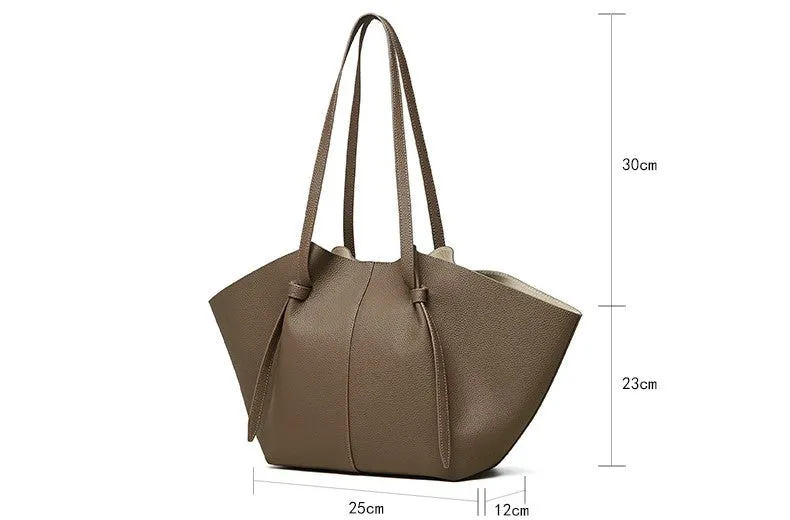 25CM large capacity genuine leather bat carrying wing tote bag 2802 grey