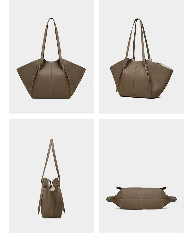 25CM large capacity genuine leather bat carrying wing tote bag 2802 grey