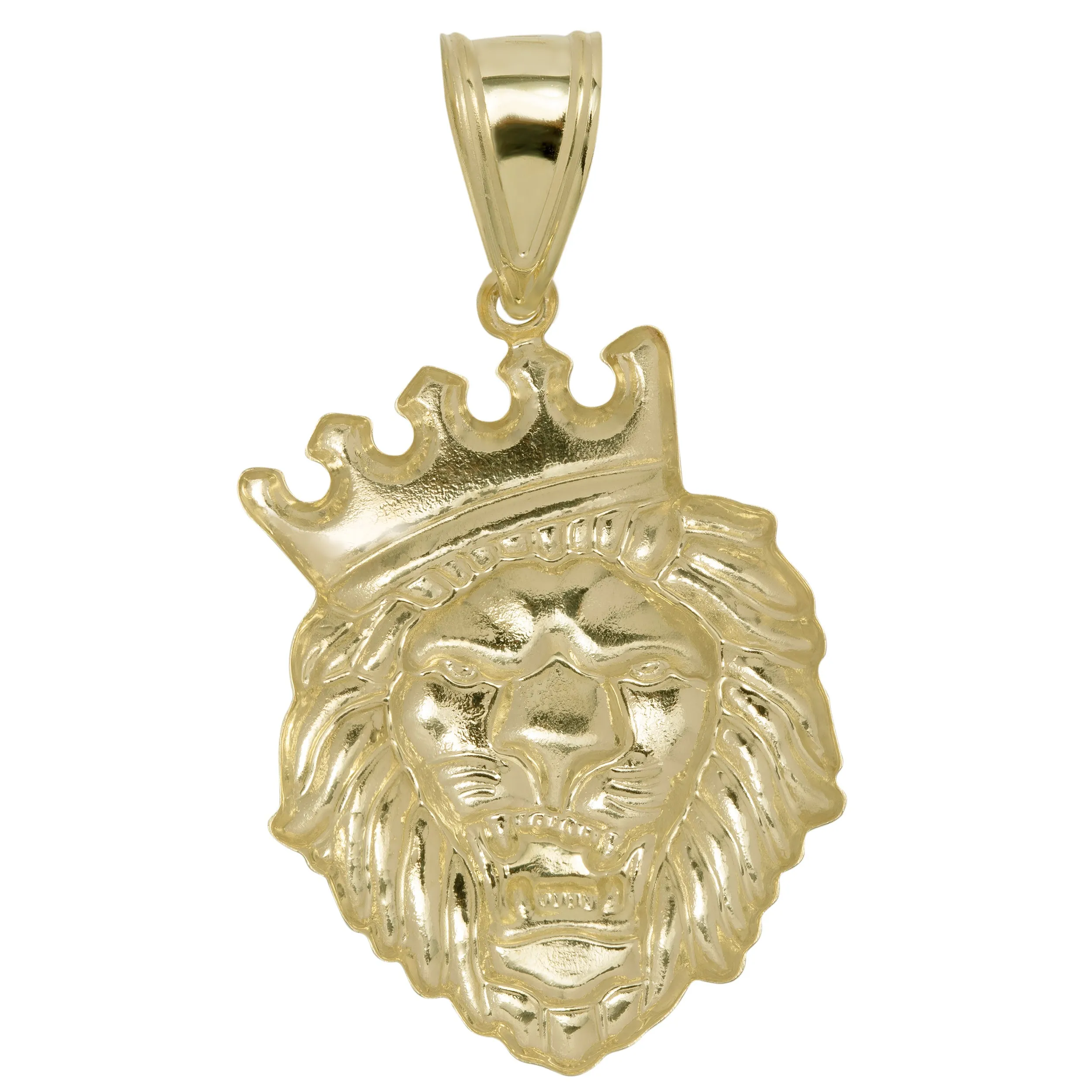 2" Roaring Lion Pendant 10K Yellow Gold