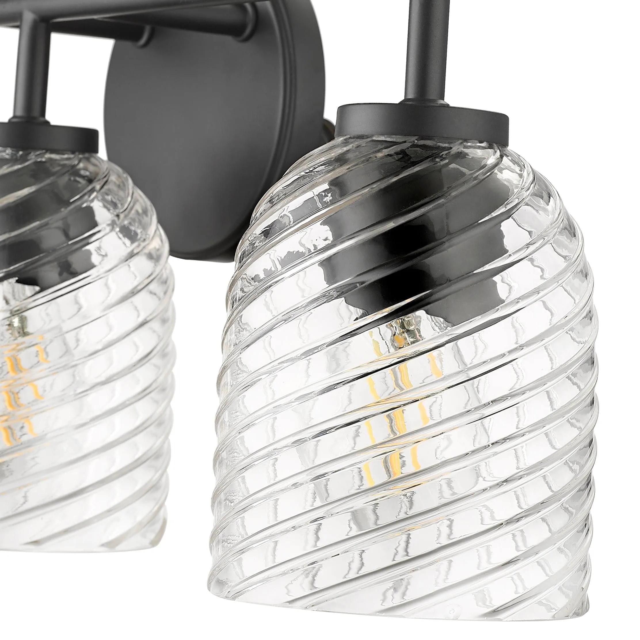 3 Lamps Catania Vanity Light - Matte Black - Clear Swirl Glass - 22.8in. Wide