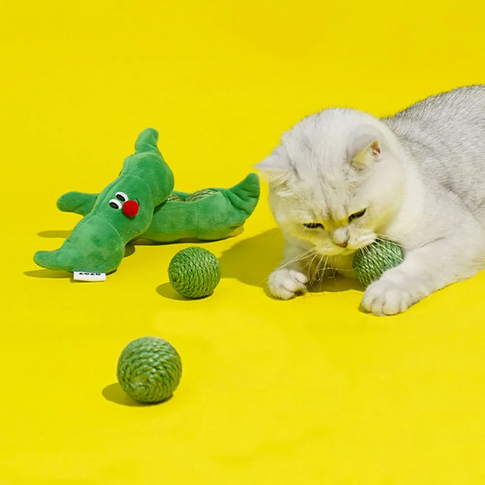 3 PCS Cat Toy Balls Interactive Pet Play Balls Sisal Rope