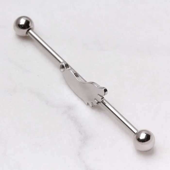 316L Surgical Steel Industrial Barbell Barefoot Footprint.