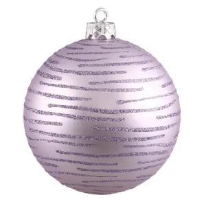 4.75" Lavender Ball Ornament w/Glitter Asst 2/Bg