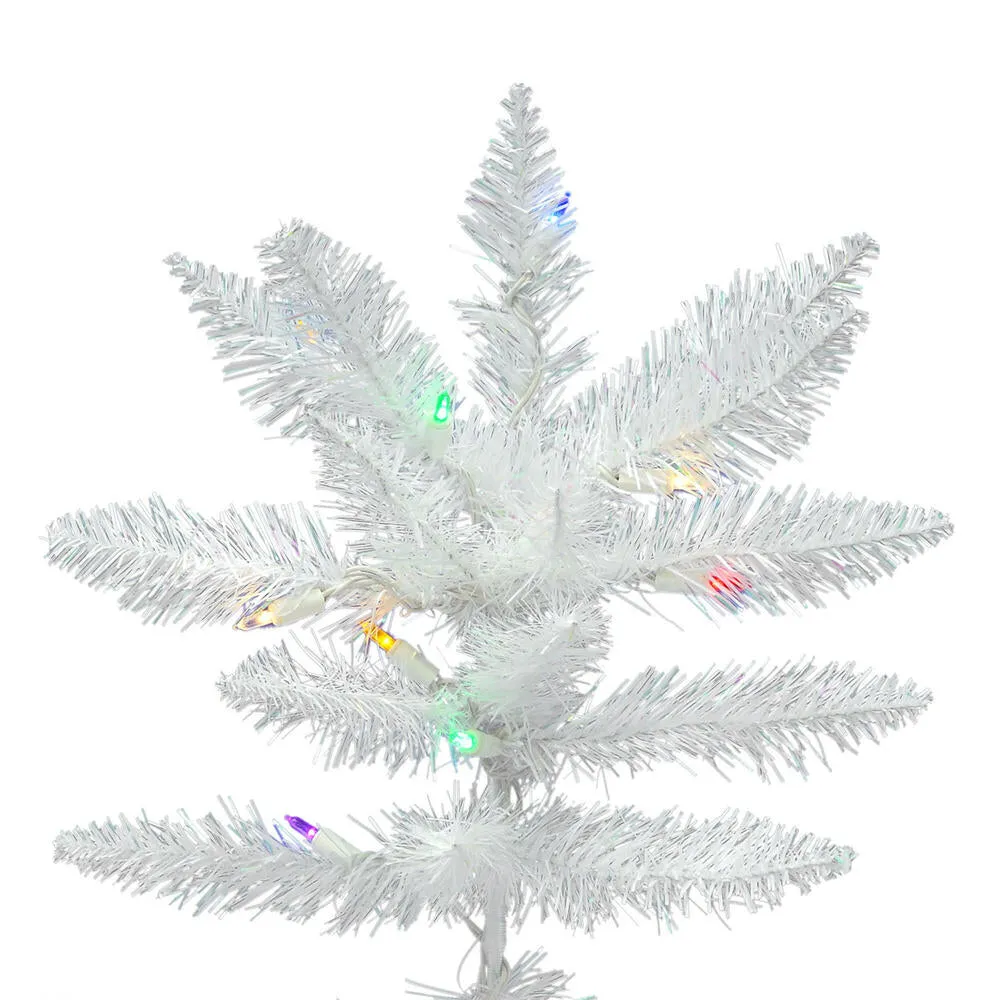 7.5' Sparkle White Spruce Artificial Christmas Tree Multi-Colored LED Lights