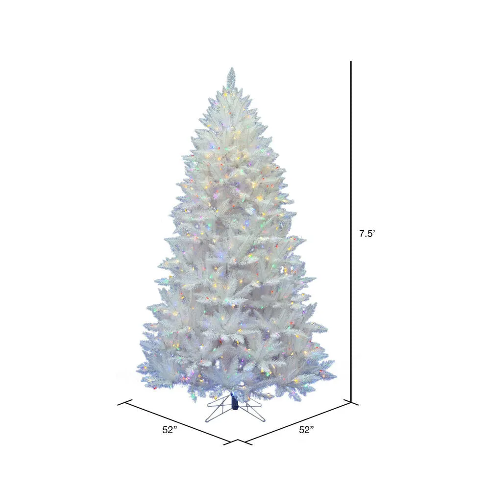7.5' Sparkle White Spruce Artificial Christmas Tree Multi-Colored LED Lights