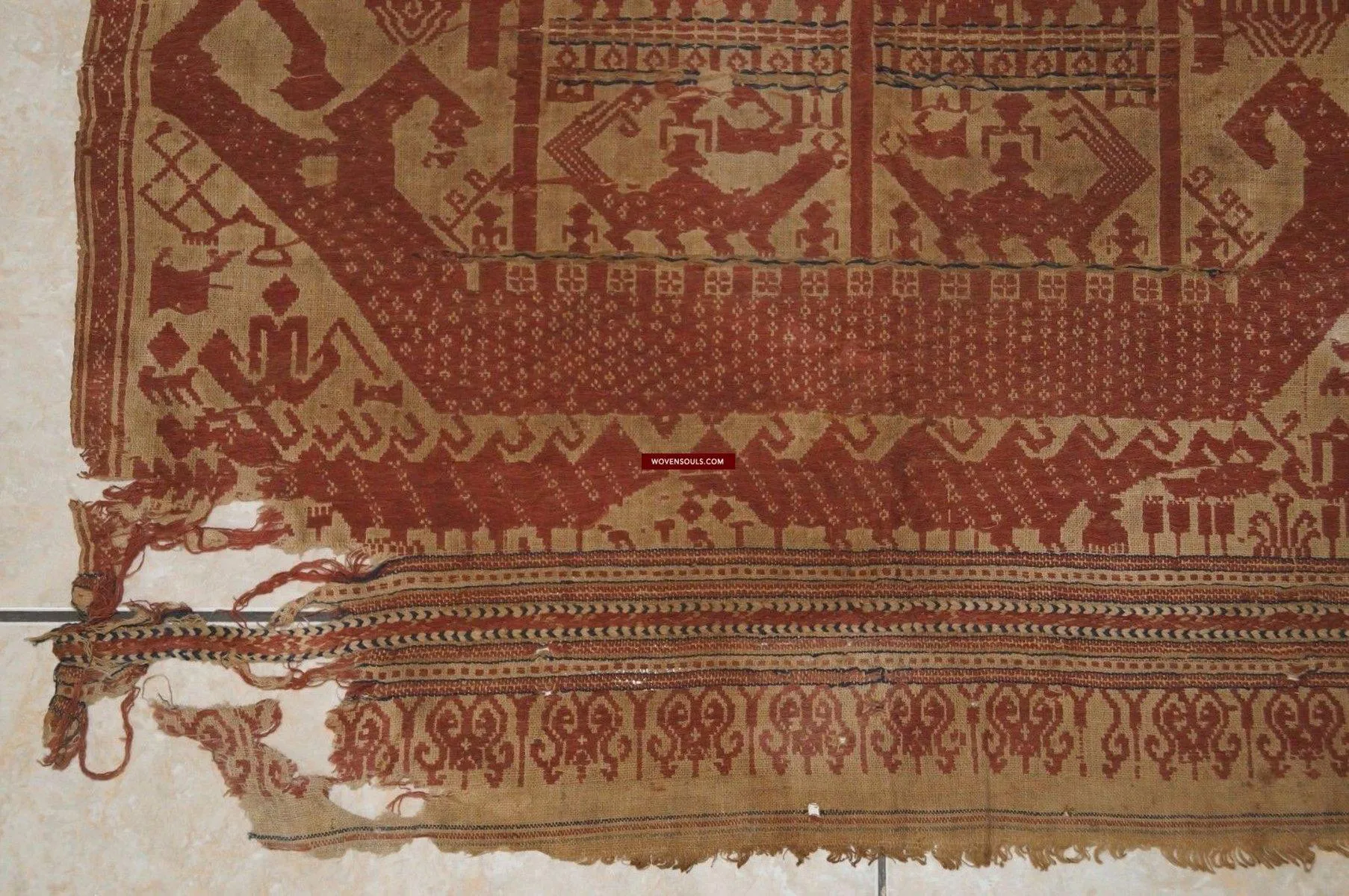 929 Superb Antique Semangka Tampan Shipcloth Sumatra Textile - 1700s