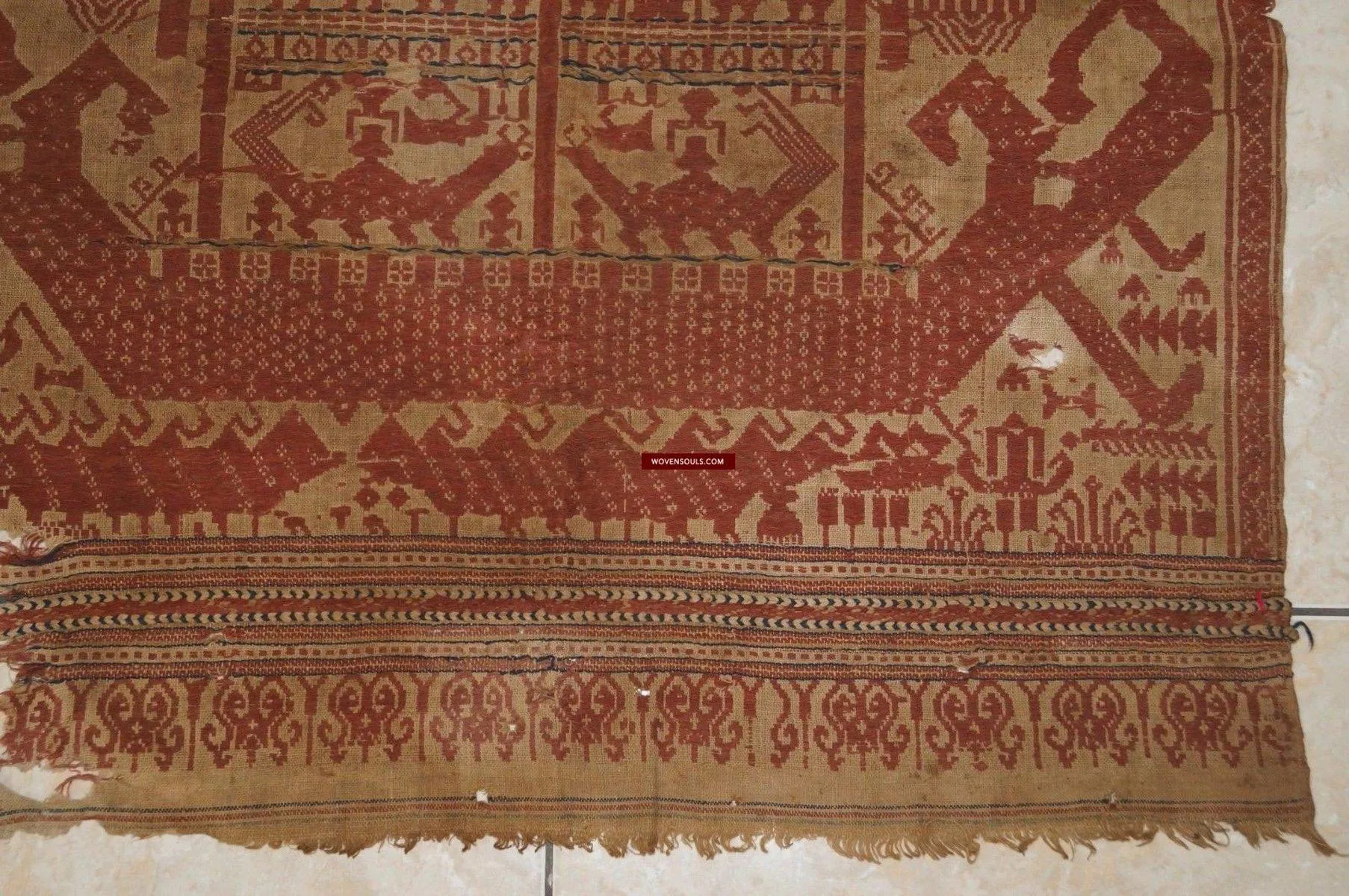 929 Superb Antique Semangka Tampan Shipcloth Sumatra Textile - 1700s