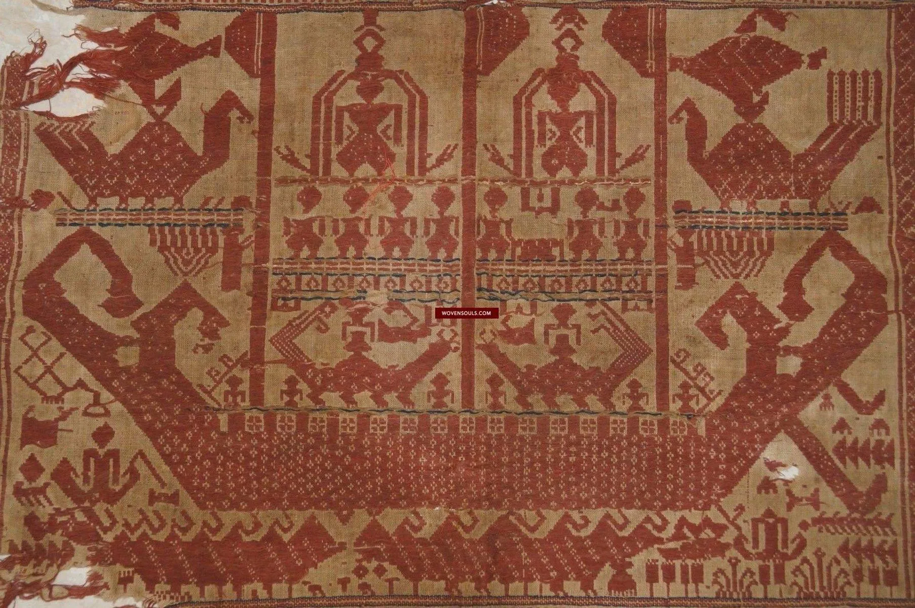 929 Superb Antique Semangka Tampan Shipcloth Sumatra Textile - 1700s