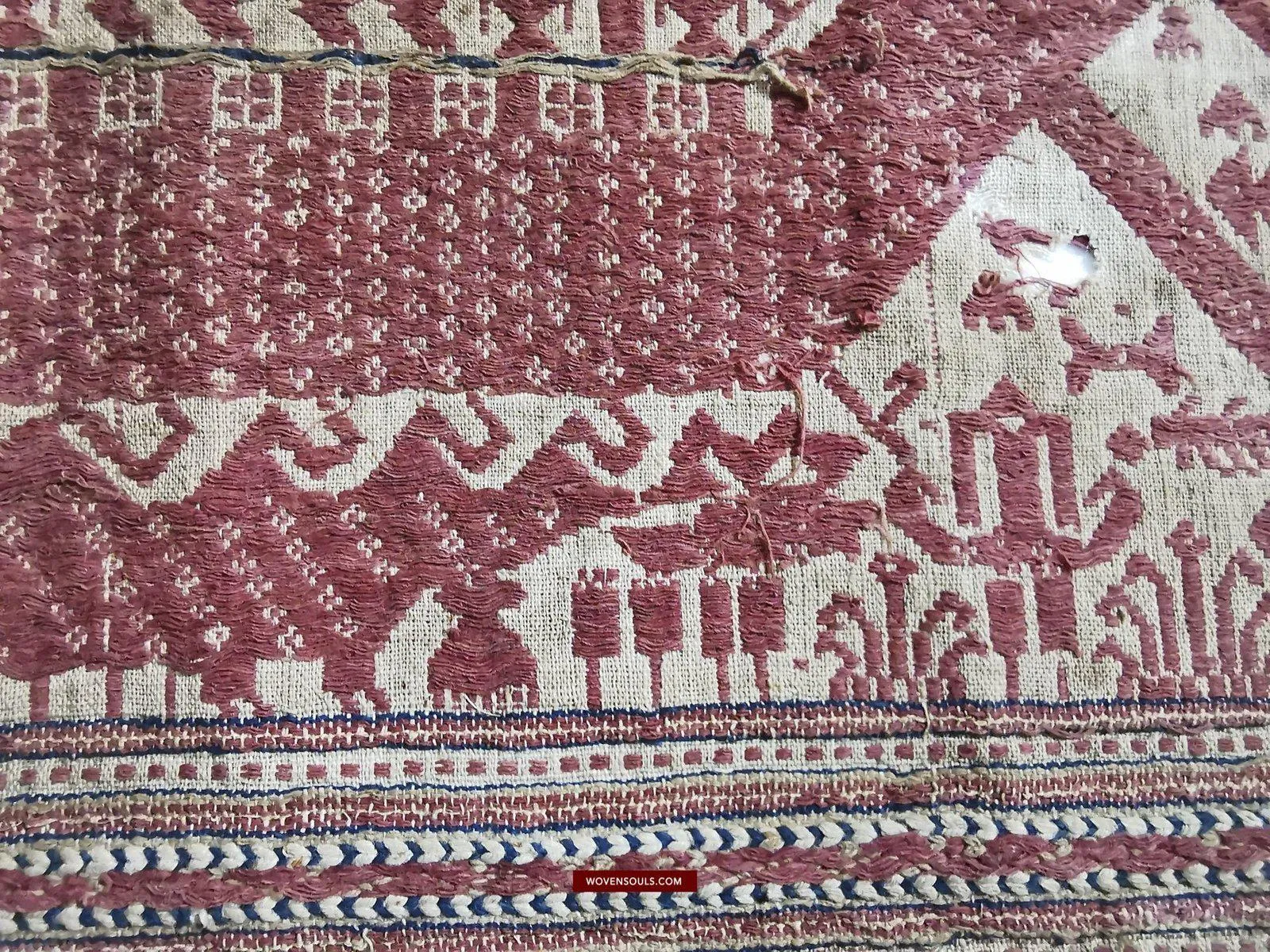 929 Superb Antique Semangka Tampan Shipcloth Sumatra Textile - 1700s