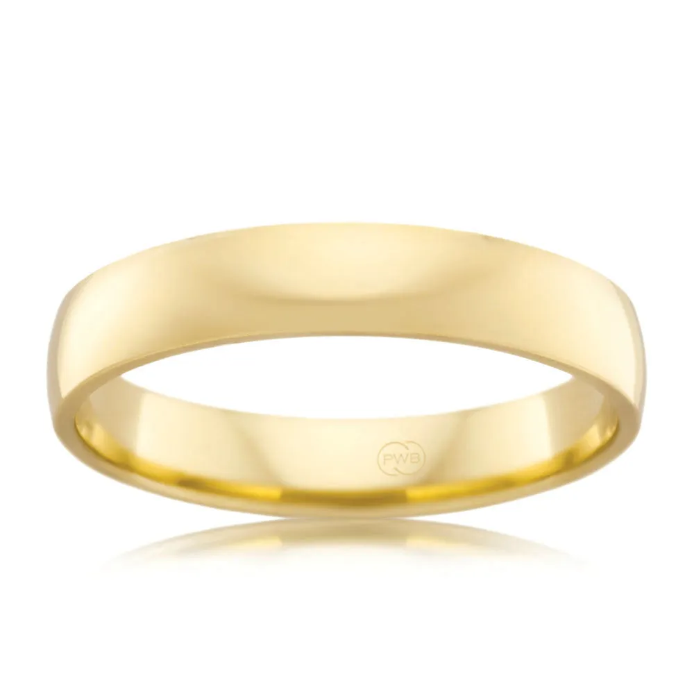 9ct Yellow Gold 4mm Crescent Ring. Size W