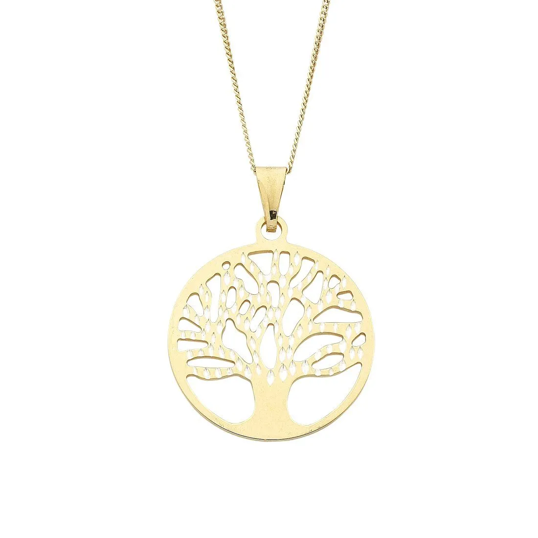 9ct Yellow Gold Silver Infused 45cm Tree Of Life Pendant