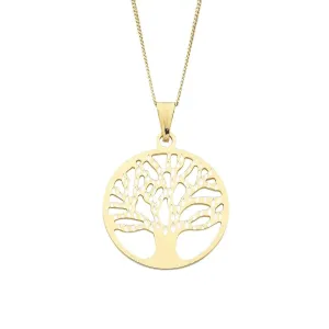 9ct Yellow Gold Silver Infused 45cm Tree Of Life Pendant