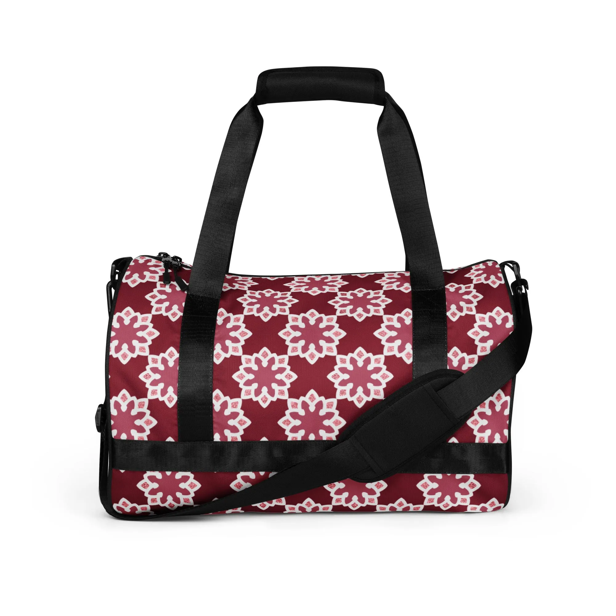 All-over print gym bag - Arabesque Flower in Rouge