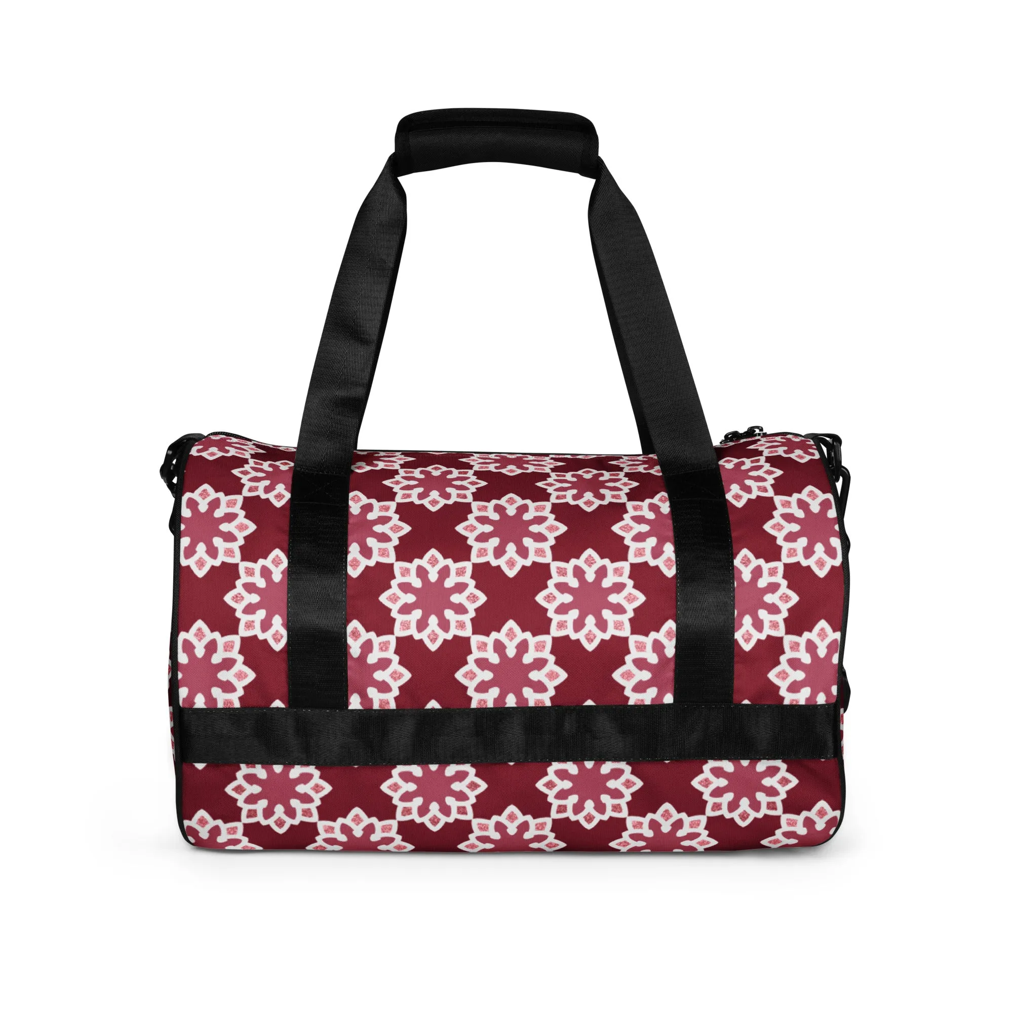 All-over print gym bag - Arabesque Flower in Rouge