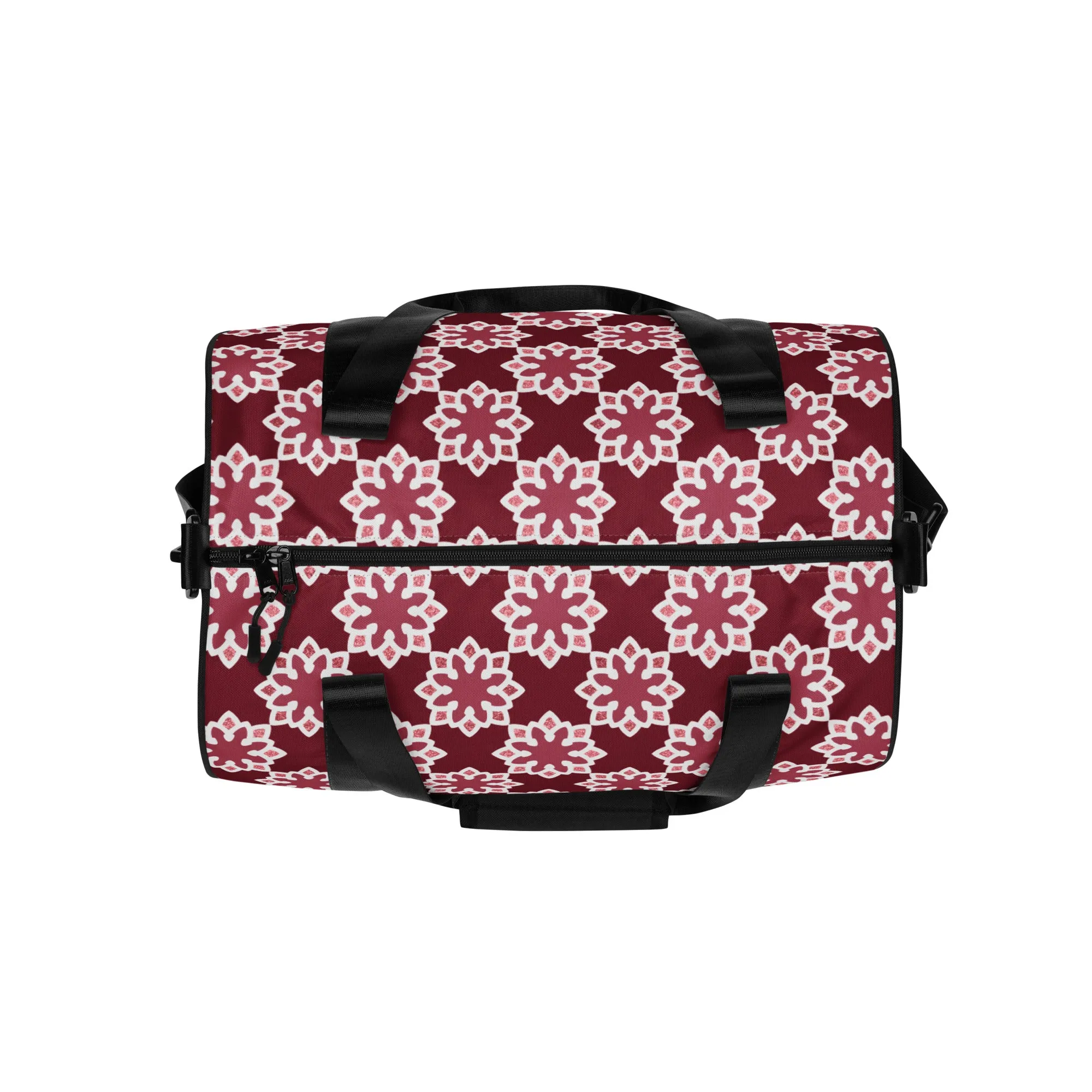 All-over print gym bag - Arabesque Flower in Rouge