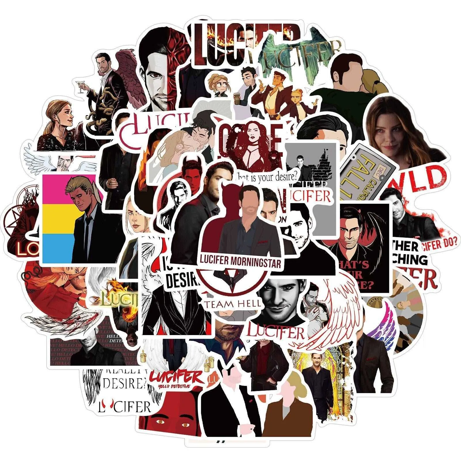 American Drama Sticker Suitcase Set - Graffiti Lucifer Design