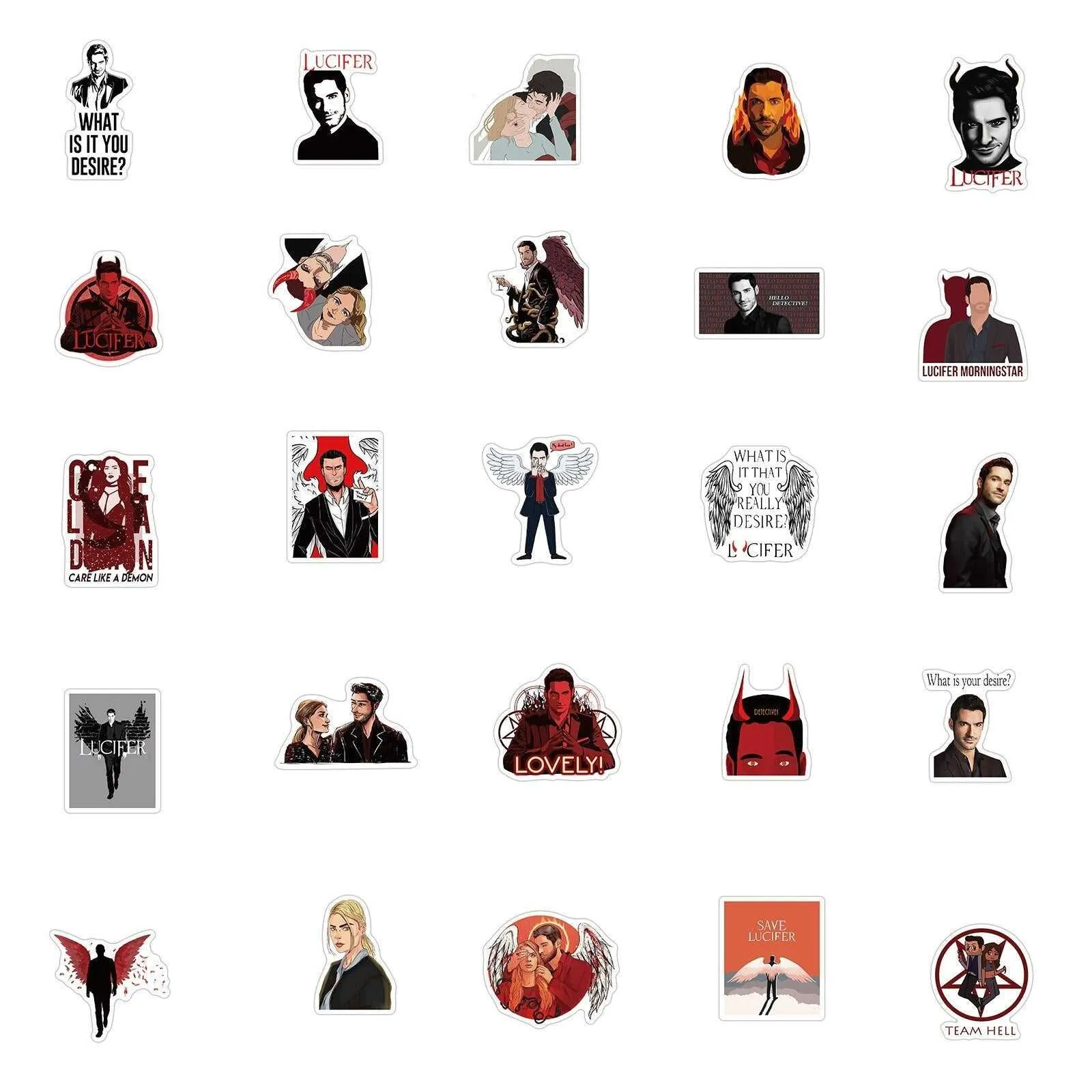 American Drama Sticker Suitcase Set - Graffiti Lucifer Design