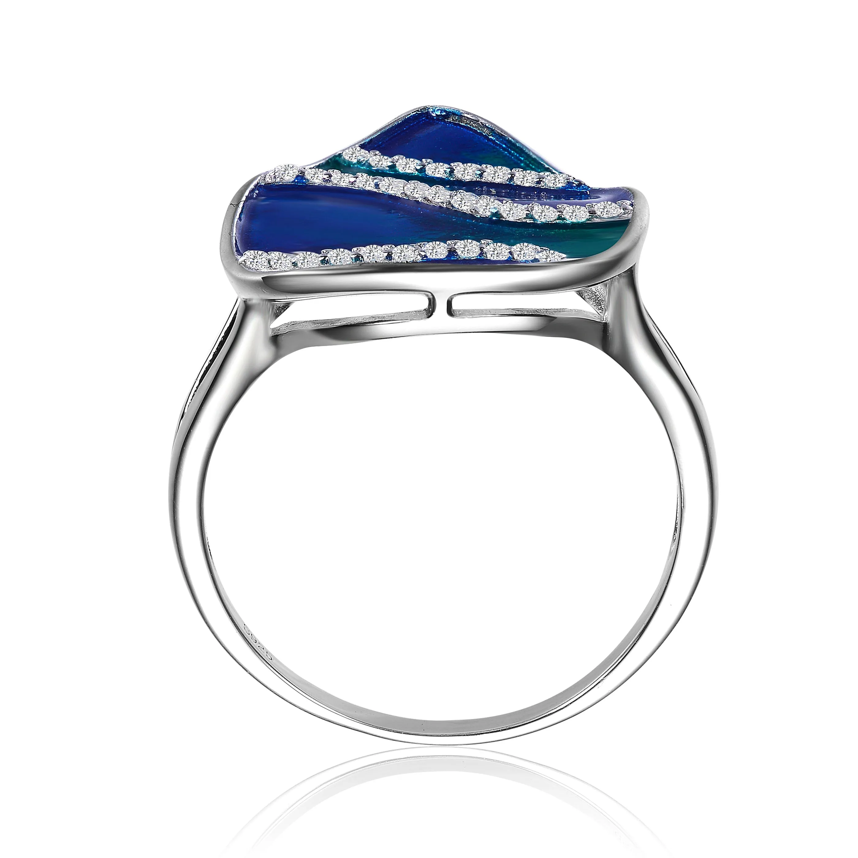 Anne Blue-Green Enamel Ring Size 7