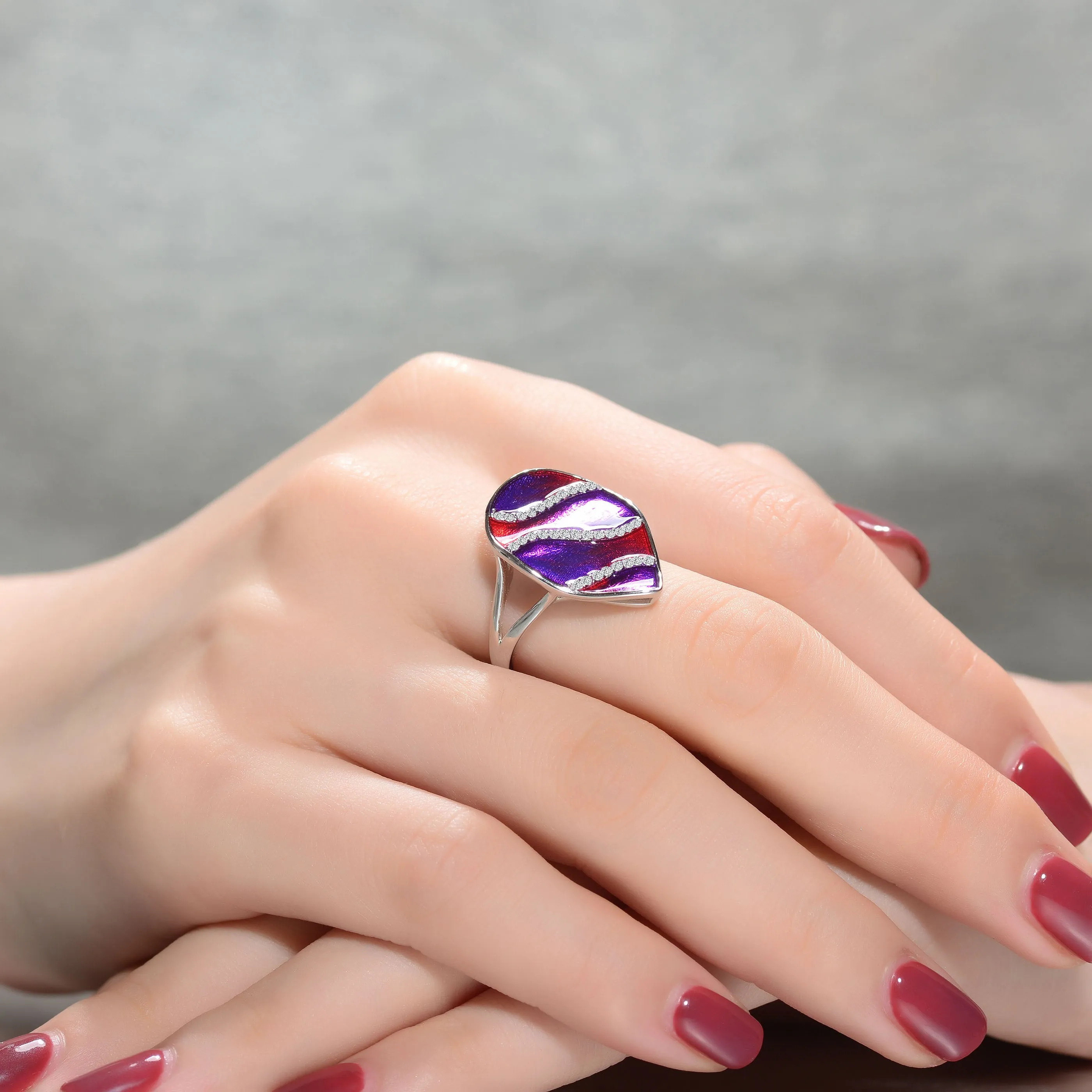 Anne Blue-Green Enamel Ring Size 7