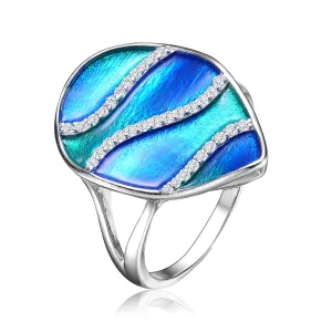 Anne Blue-Green Enamel Ring Size 7