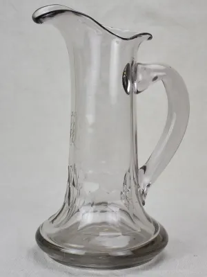 Antique French cider pitcher, blown glass with monogram