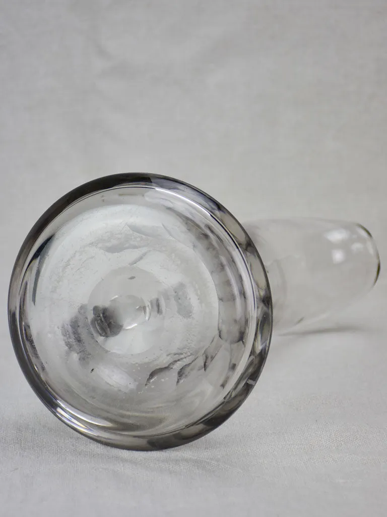 Antique French cider pitcher, blown glass with monogram