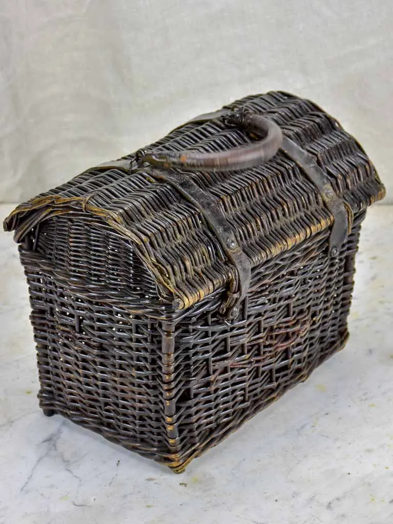 Antique French picnic basket - black wicker