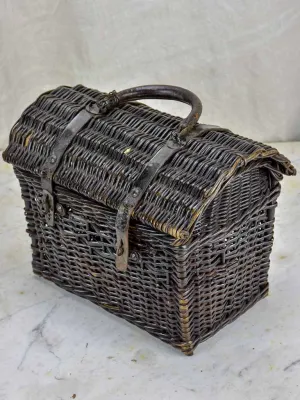 Antique French picnic basket - black wicker