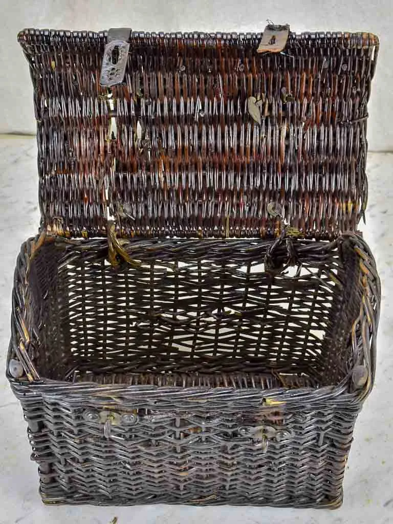 Antique French picnic basket - black wicker