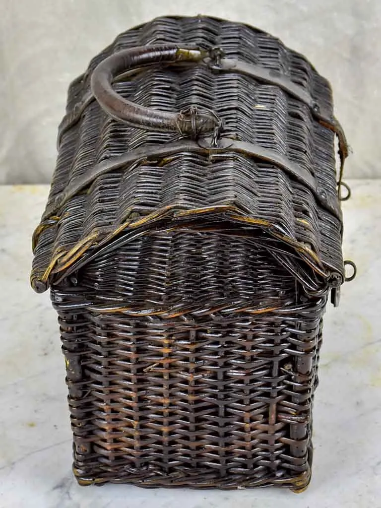 Antique French picnic basket - black wicker