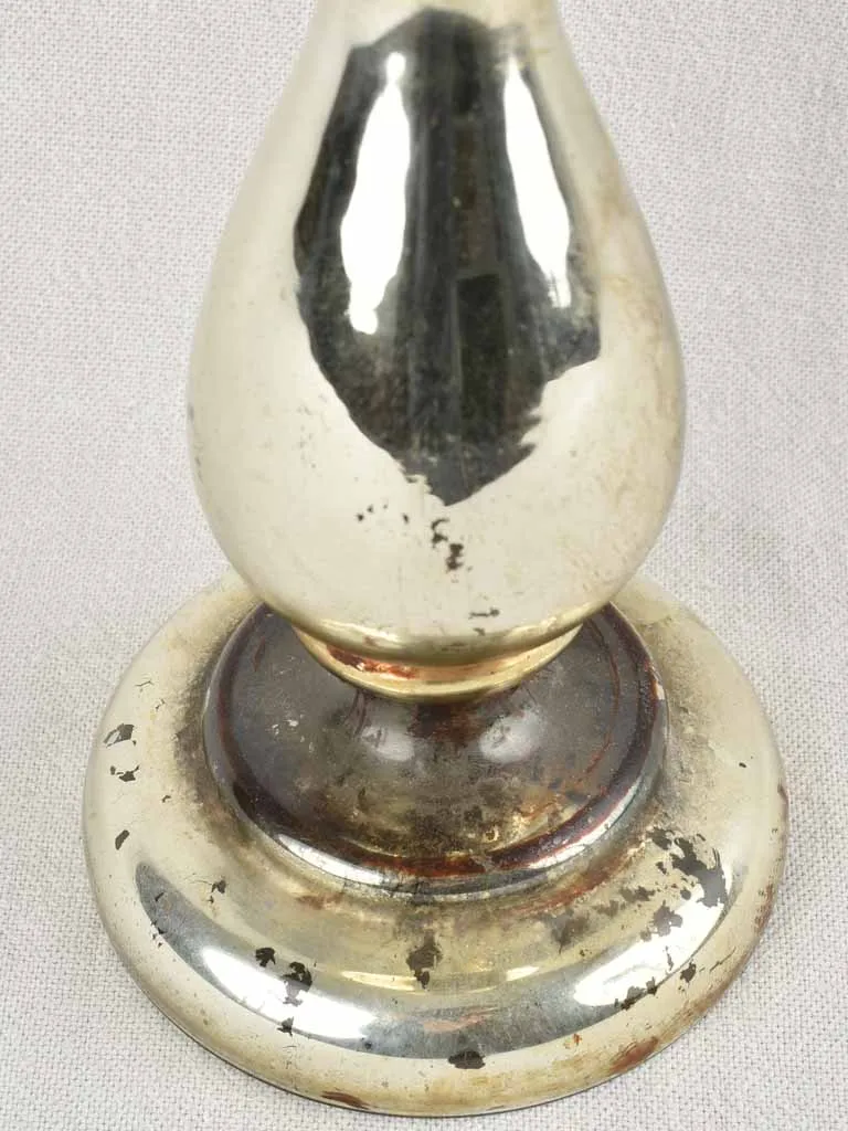 Antique mercury glass candlestick - silver 11¾"