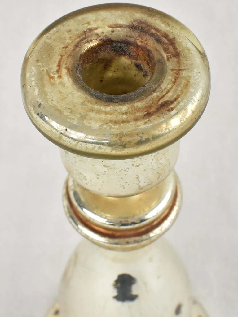 Antique mercury glass candlestick - silver 11¾"