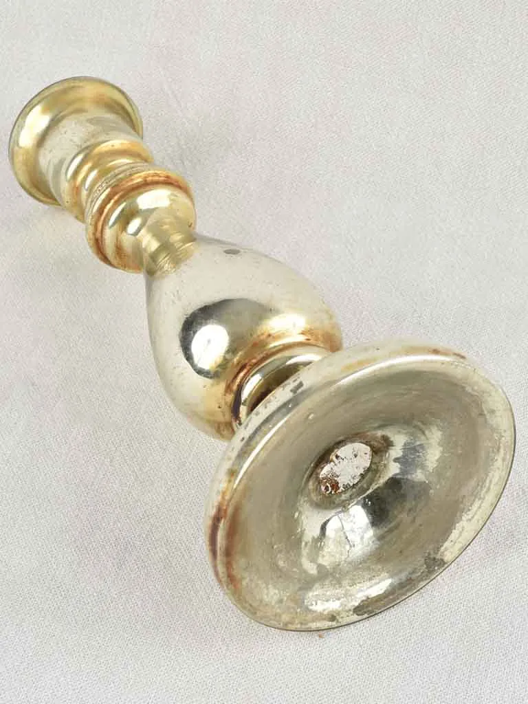 Antique mercury glass candlestick - silver 11¾"