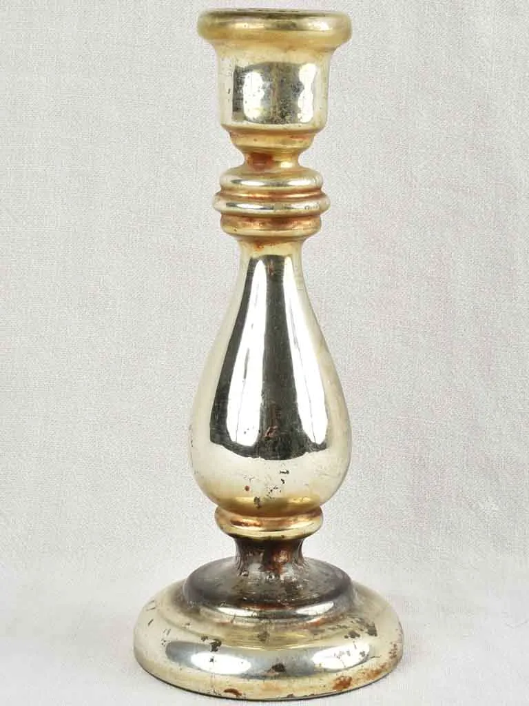 Antique mercury glass candlestick - silver 11¾"