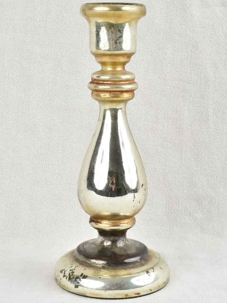 Antique mercury glass candlestick - silver 11¾"
