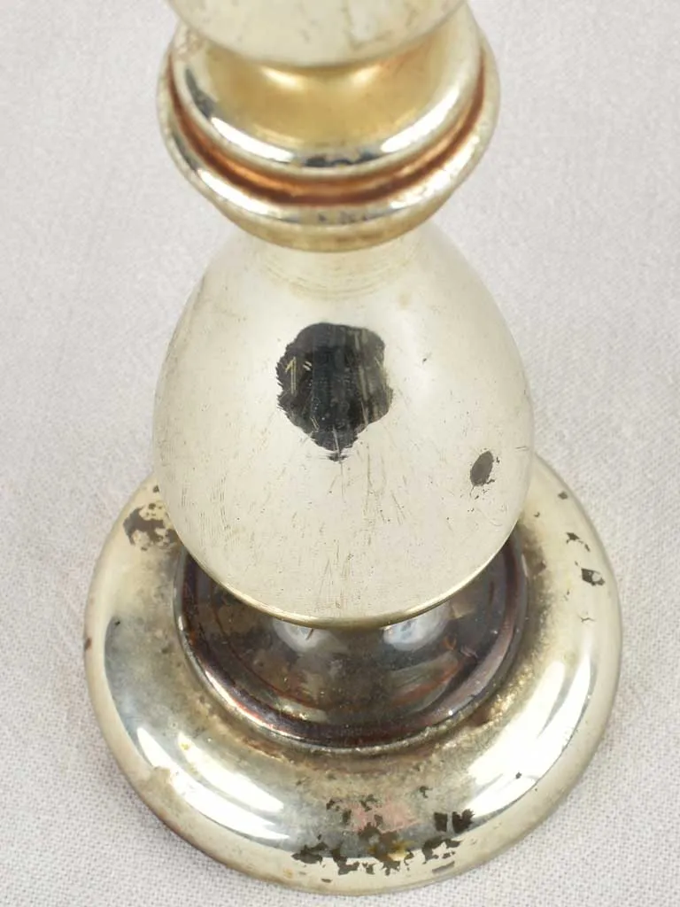 Antique mercury glass candlestick - silver 11¾"
