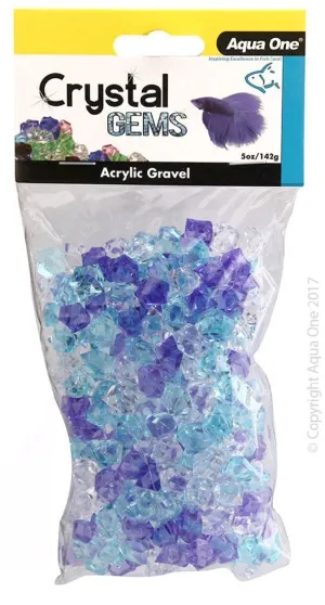AQUA ONE CRYSTAL GEMS ACRYLIC BETTA GRAVEL 145G 15MM FROSTY BLUE