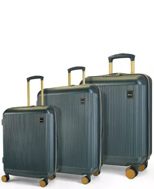 ARIA Set of 3 Suitcases - Dark Green with Gold
