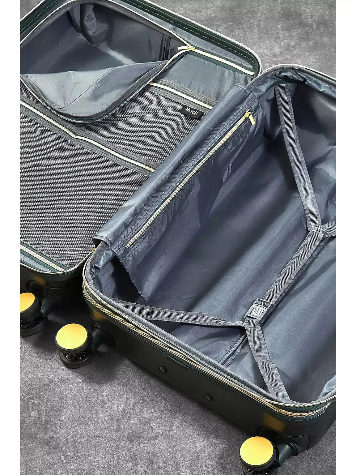 ARIA Set of 3 Suitcases - Dark Green with Gold